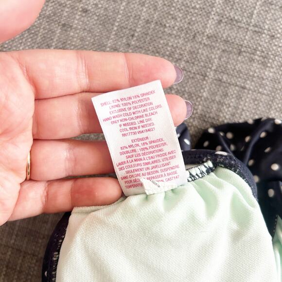 Xhilaration Polka Dot Bikini Top Navy Blue White Swimwear Size M Medium - Picture 6 of 6